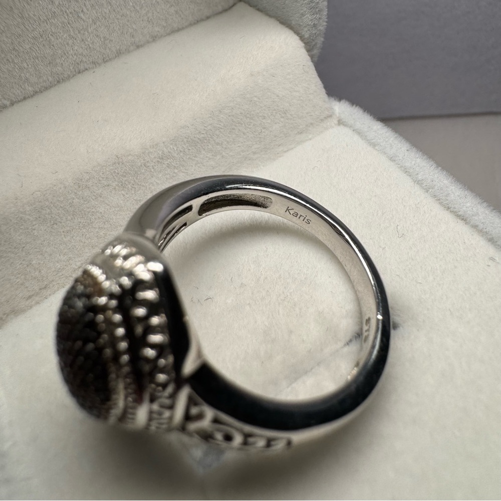 Blue Diamond 925 Sterling Silver Marquise Ring Size 8 - Picture 11 of 14